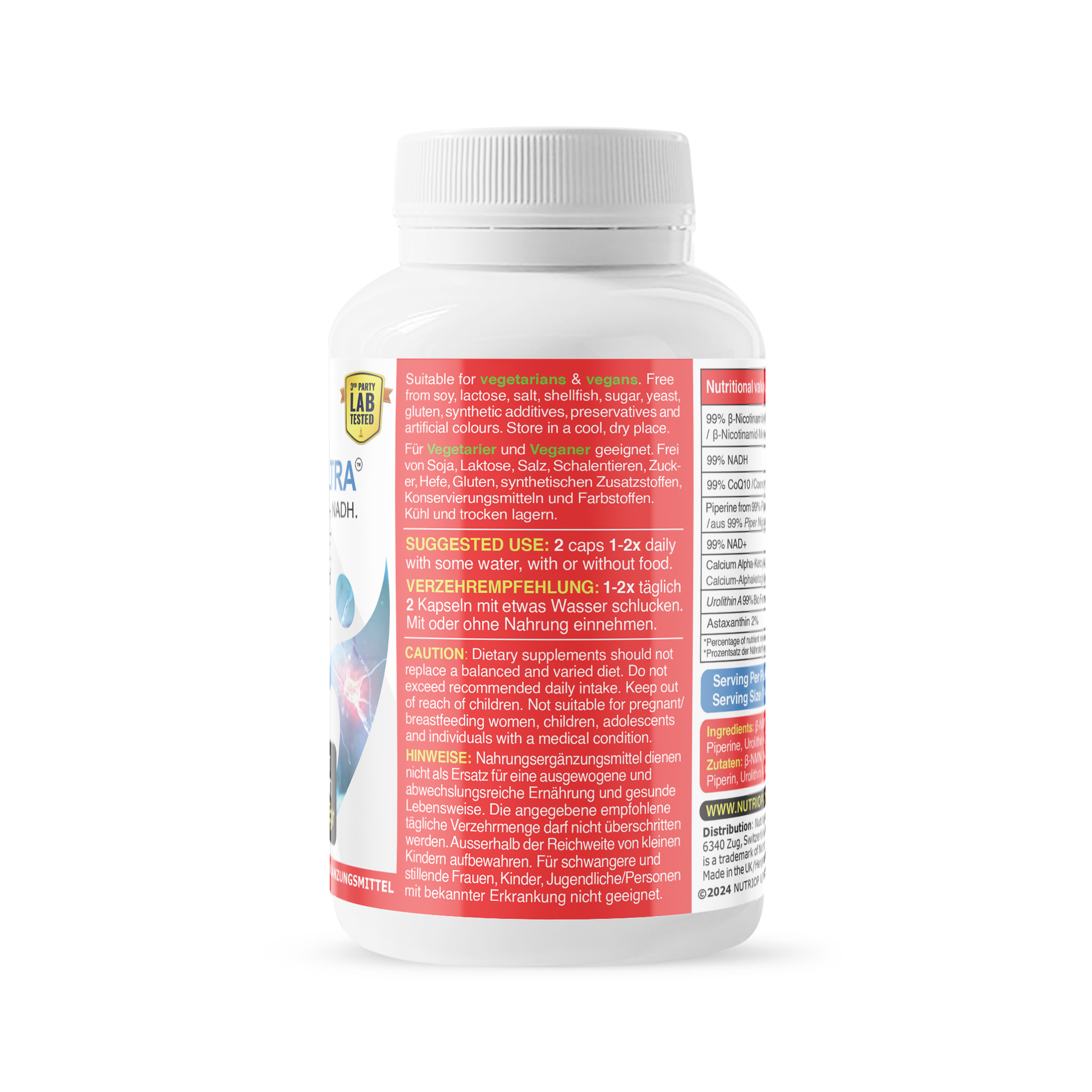 Bio-Enhanced Nutriop Longevity® Life ULTRA with NADH, NAD+, CQ10, ASTAXANTHIN and CA-AKG - 791mg per serving (x30)-3