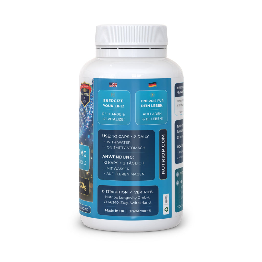 Nutriop Longevity® Pure-NMN Nicotinamide Mononucleotide Extreme Potency 500mg Capsules (x60) - 30 Grams-2